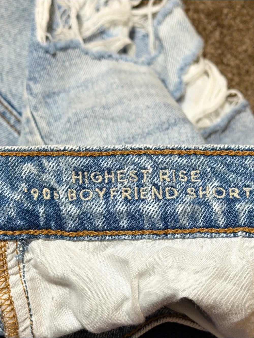 American Eagle Outfitters Light Blue Distressed High-Rise Denim Shorts